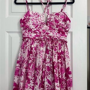 Aqua Pink Floral Mini Dress